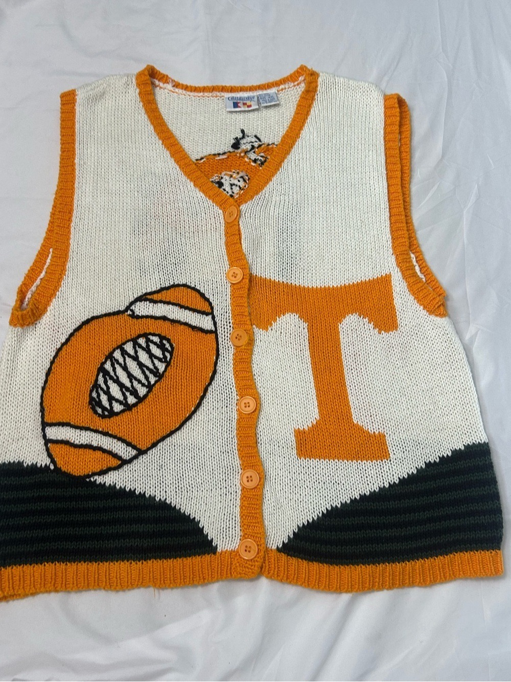 Vintage Castaways XXL Sweater Vest Tennesseee Volunteers Football TN Vols Orange